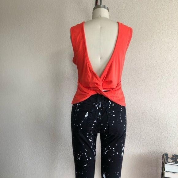 T by Alex Wang Open Back Twist Tank Crop Plunge Op - Picture 6 of 9